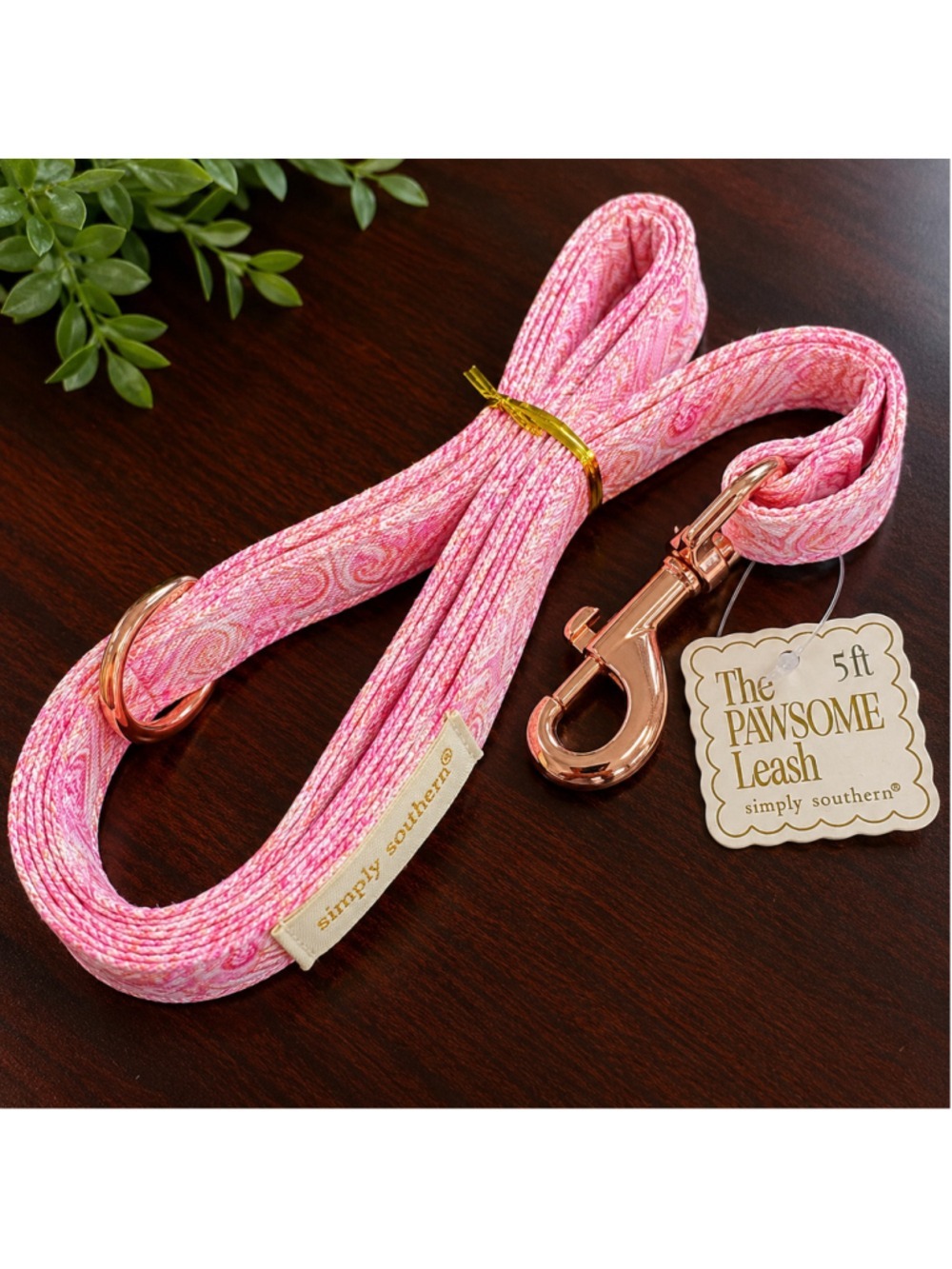 Simply Southern Pawsome 5 Ft Pink Paisley Dog Leash NWT